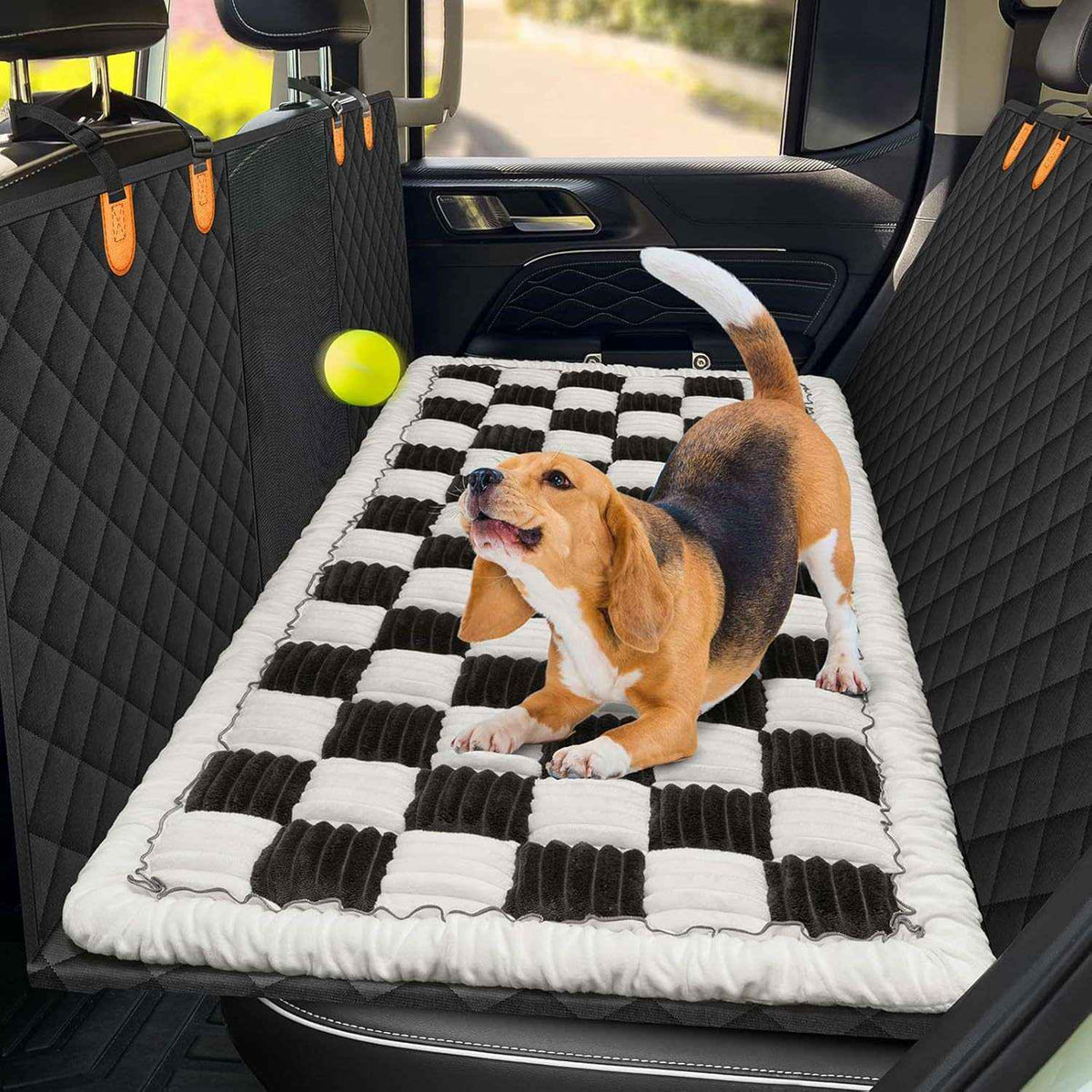 Plush Checkerboard Dog Mat - Dog Beds & Furniture - TinPaw - White edge - black - 60*130cm - SU00146291 - White edge - black - 60*130cm