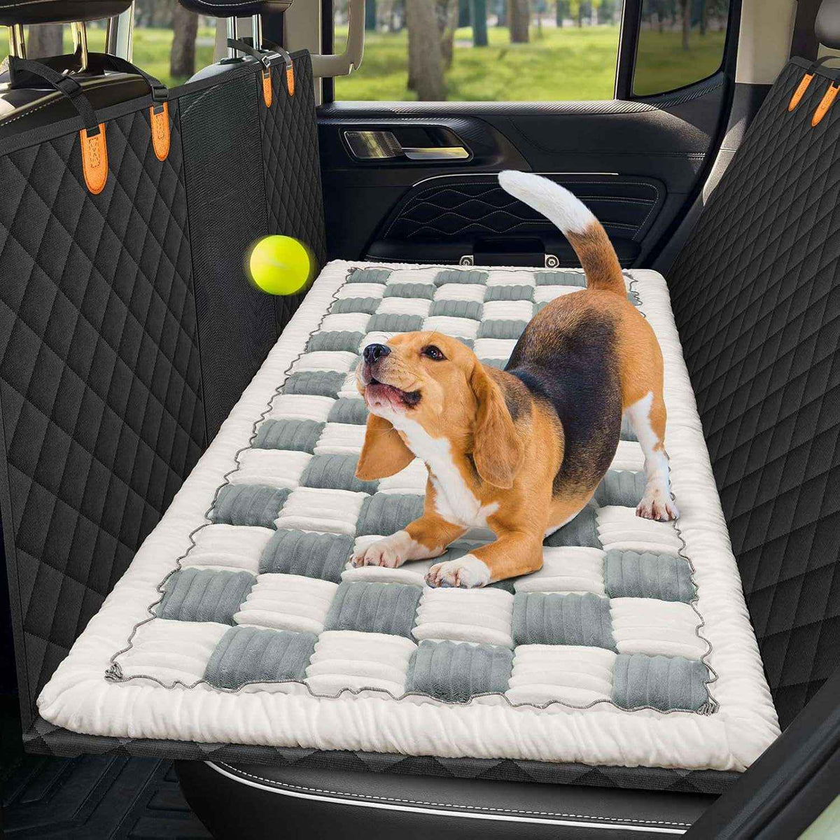 Plush Checkerboard Dog Mat - Dog Beds & Furniture - TinPaw - White edge - gray - 60*130cm - SU00146291 - White edge - gray - 60*130cm