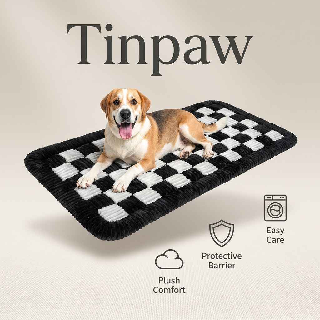 Plush Checkerboard Dog Mat - Dog Beds & Furniture - TinPaw
