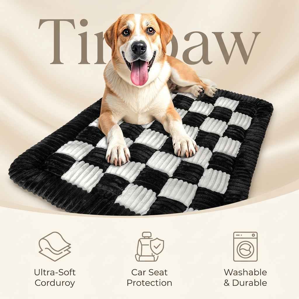 Plush Checkerboard Dog Mat - Dog Beds & Furniture - TinPaw