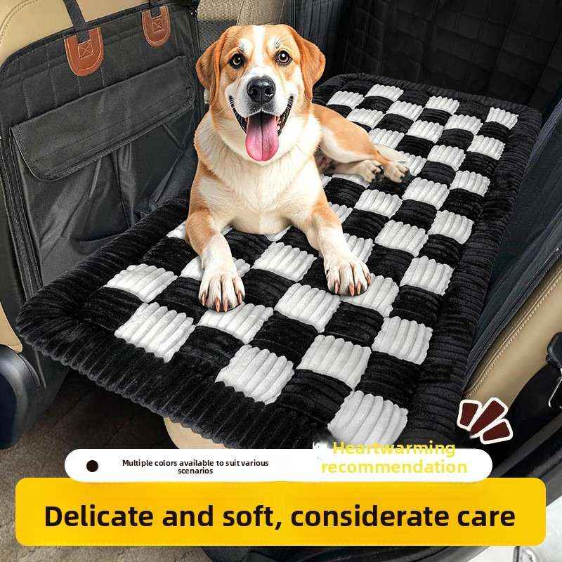 Plush Checkerboard Dog Mat - Dog Beds & Furniture - TinPaw