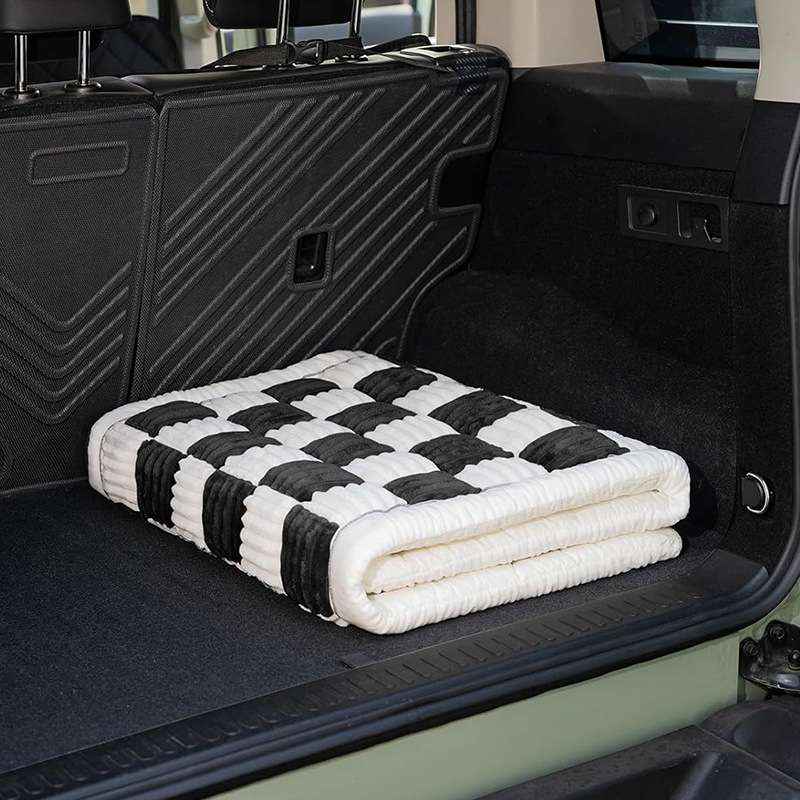 Plush Checkerboard Dog Mat - Dog Beds & Furniture - TinPaw