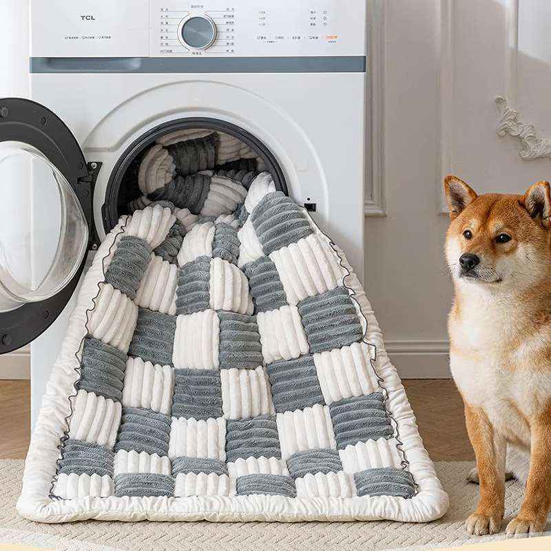 Plush Checkerboard Dog Mat - Dog Beds & Furniture - TinPaw