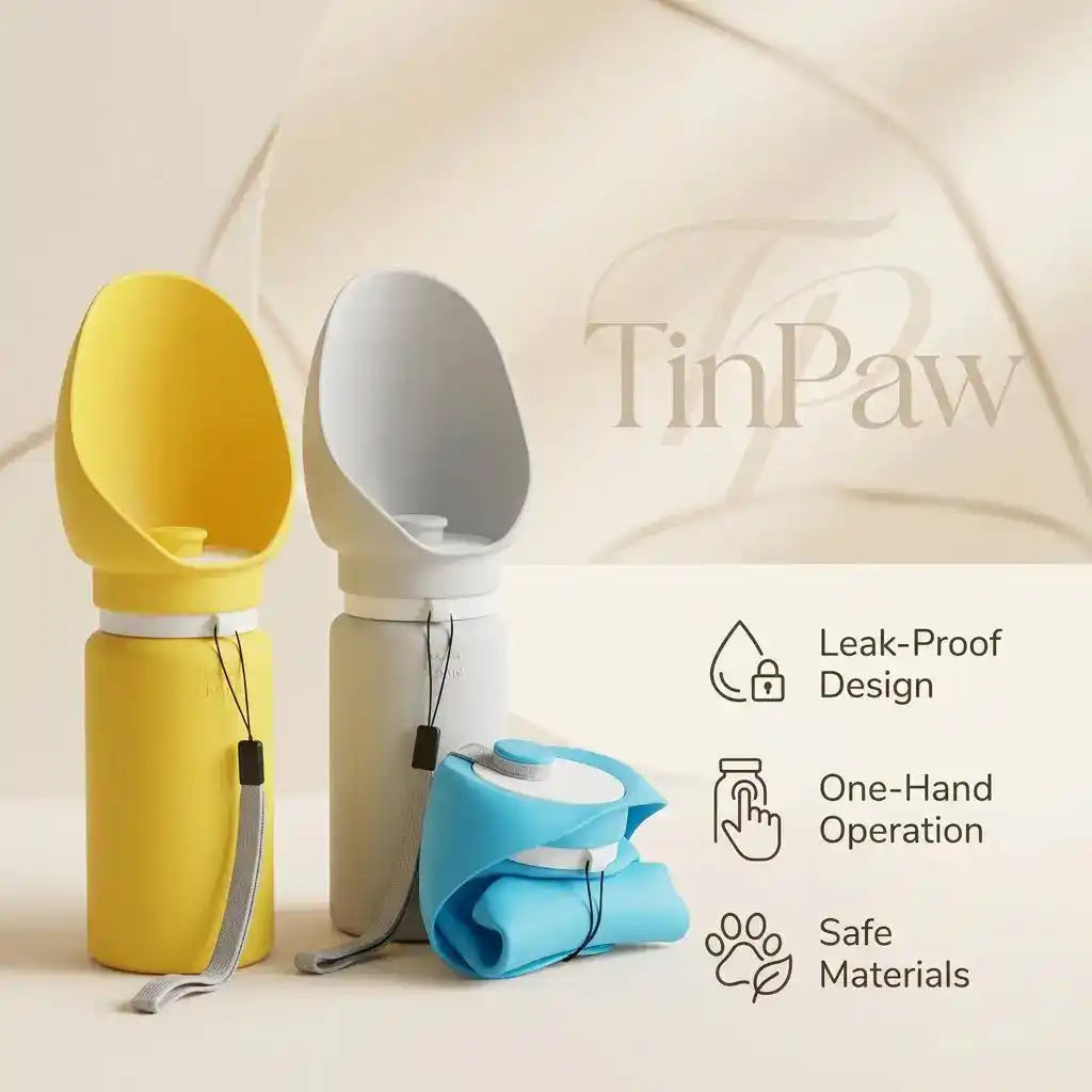 Dog Water Bottle Slow Feeder - Dog Travel Accessories - TinPaw