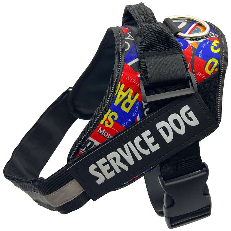 Reflective Dog Harness Leash - Dog Gear - TinPaw - Graffiti Red Harness SERVICE DOG - XL Bust 70 - 90cm - SU00157832 - Graffiti Red Harness SERVICE DOG - XL Bust 70 - 90cm