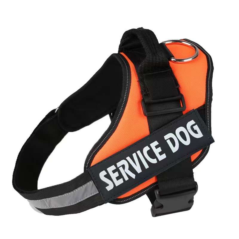 Reflective Dog Harness Leash - Dog Gear - TinPaw - Orange Harness SERVICE DOG - XXL Bust 90 - 125cm - SU00157832 - Orange Harness SERVICE DOG - XXL Bust 90 - 125cm