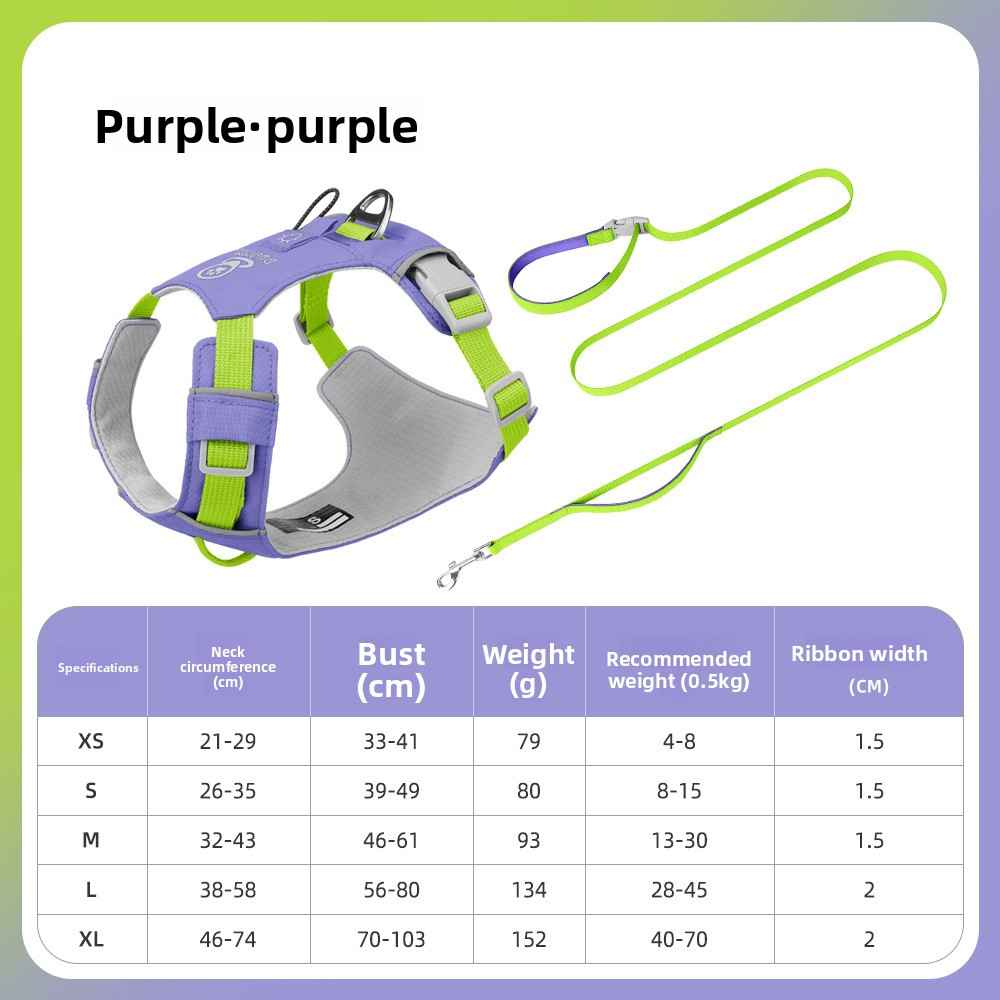Reflective Waterproof Dog Harness - Dog Gear - TinPaw - Purple  traction rope 2.2m - XL - SU00364418 - Purple  traction rope 2.2m - XL