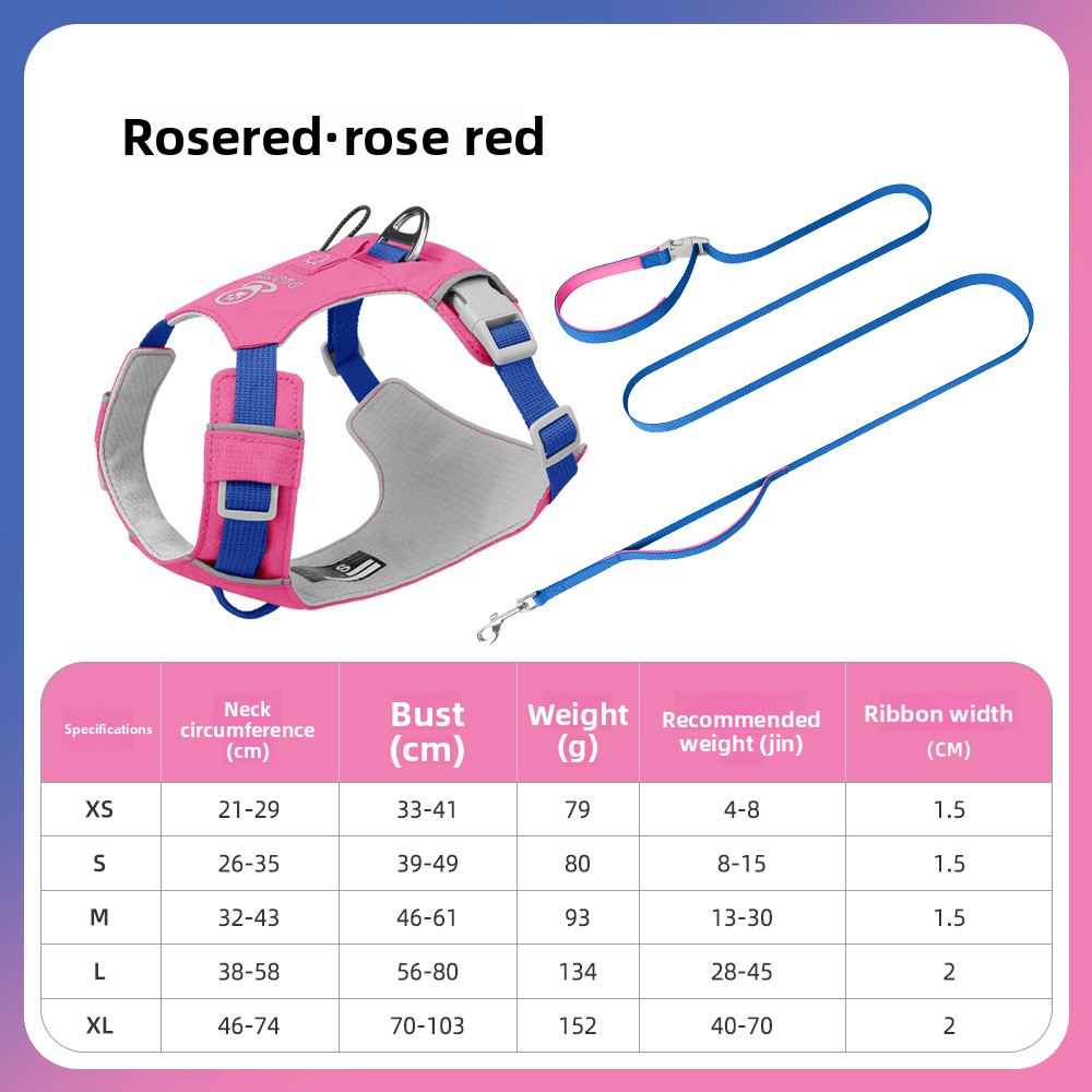 Reflective Waterproof Dog Harness - Dog Gear - TinPaw - Rose red  traction rope 2.2m - L - SU00364418 - Rose red  traction rope 2.2m - L