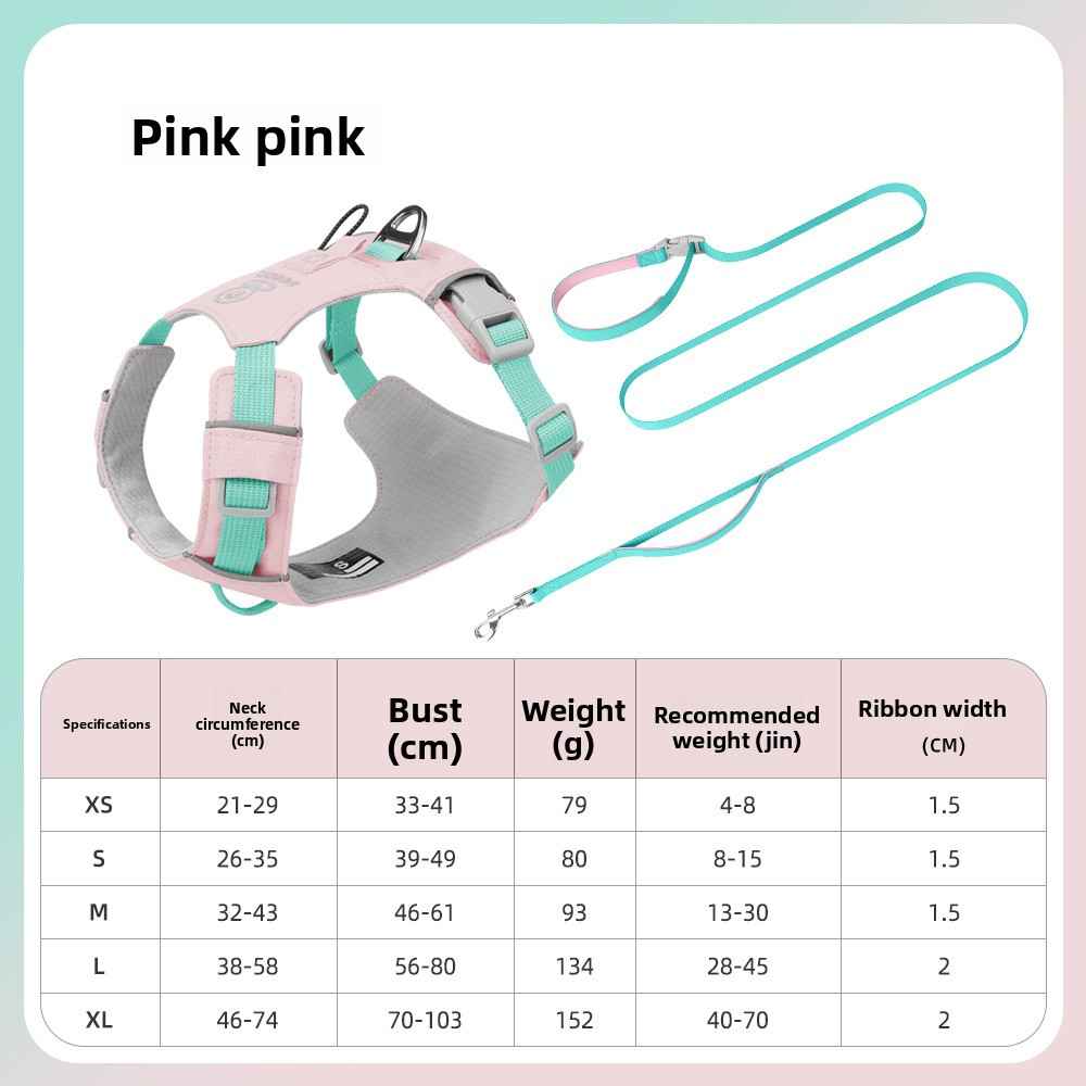 Reflective Waterproof Dog Harness - Dog Gear - TinPaw - Pink  traction rope 2.2m - XL - SU00364418 - Pink  traction rope 2.2m - XL