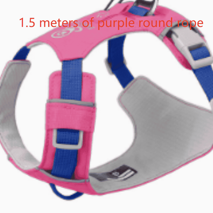 Reflective Waterproof Dog Harness - Dog Gear - TinPaw - Rose red  1.5m purple round rope - XL - SU00364418 - Rose red  1.5m purple round rope - XL