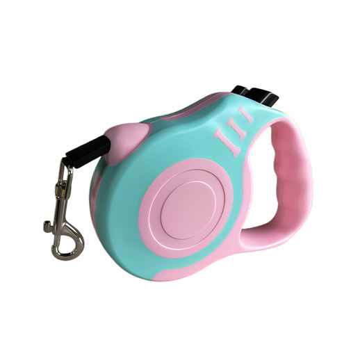 Retractable Bone Handle Leash - Dog Gear - TinPaw - Lake blue  pink bone - 5 m opp packing - SU00362222 - Lake blue  pink bone - 5 m opp packing