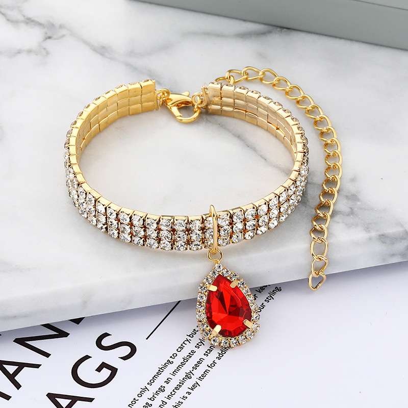 Rhinestone Adjustable Pet Collar - Dog Gear - TinPaw - Red - L - SU00107485 - Red - L