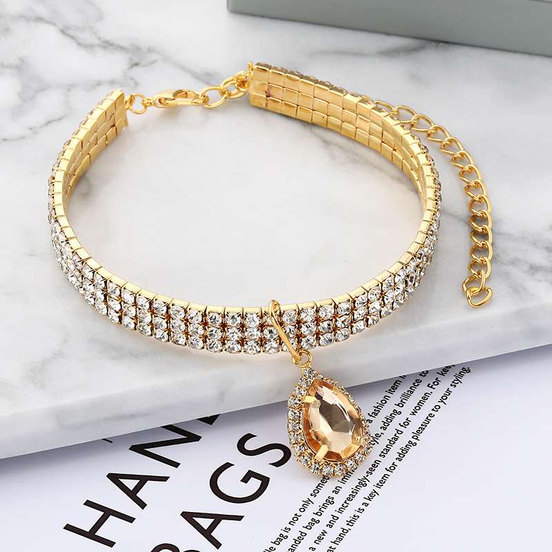 Rhinestone Adjustable Pet Collar - Dog Gear - TinPaw - Yellow - L - SU00107485 - Yellow - L