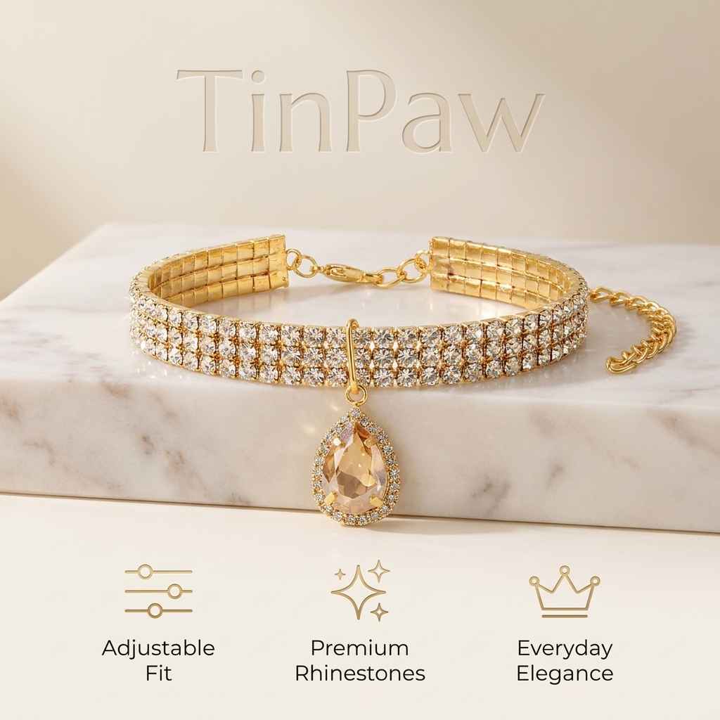 Rhinestone Adjustable Pet Collar - Dog Gear - TinPaw