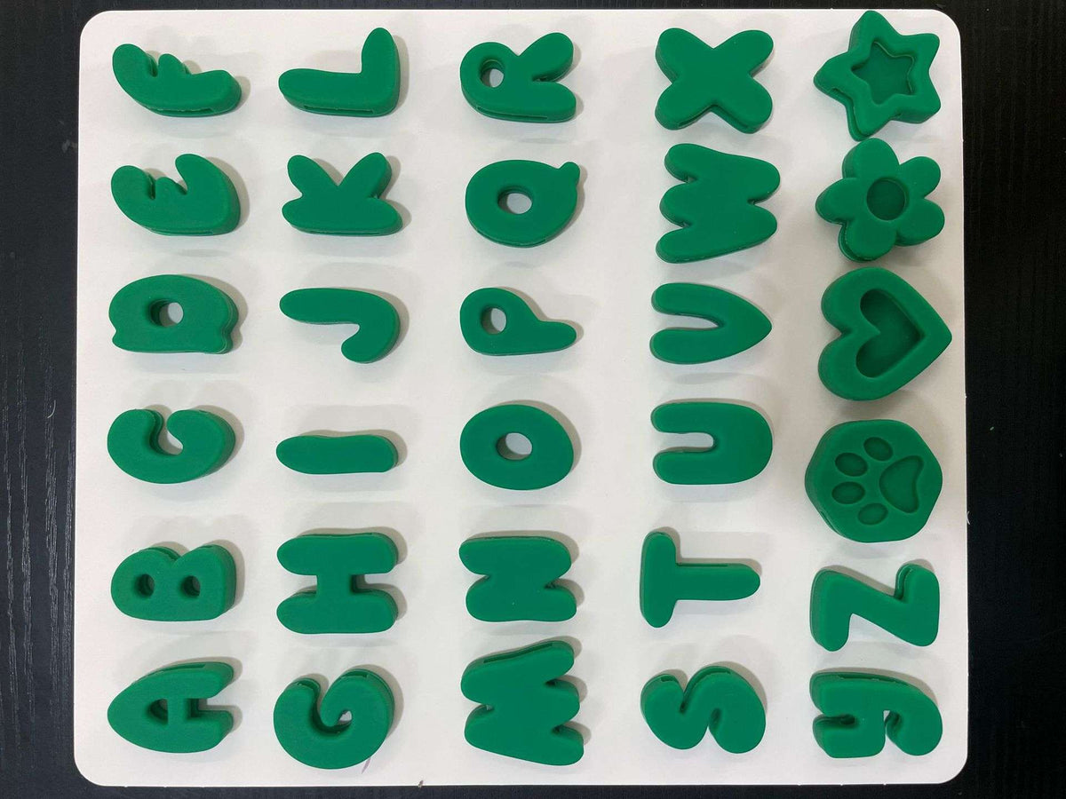 Silicone Dog Collar Charms - Dog Gear - TinPaw - Green - S Letter Set 80g - SU00348540 - Green - A set of letters, approximately 80g (aperture: 1.3 - 1.5cm width)