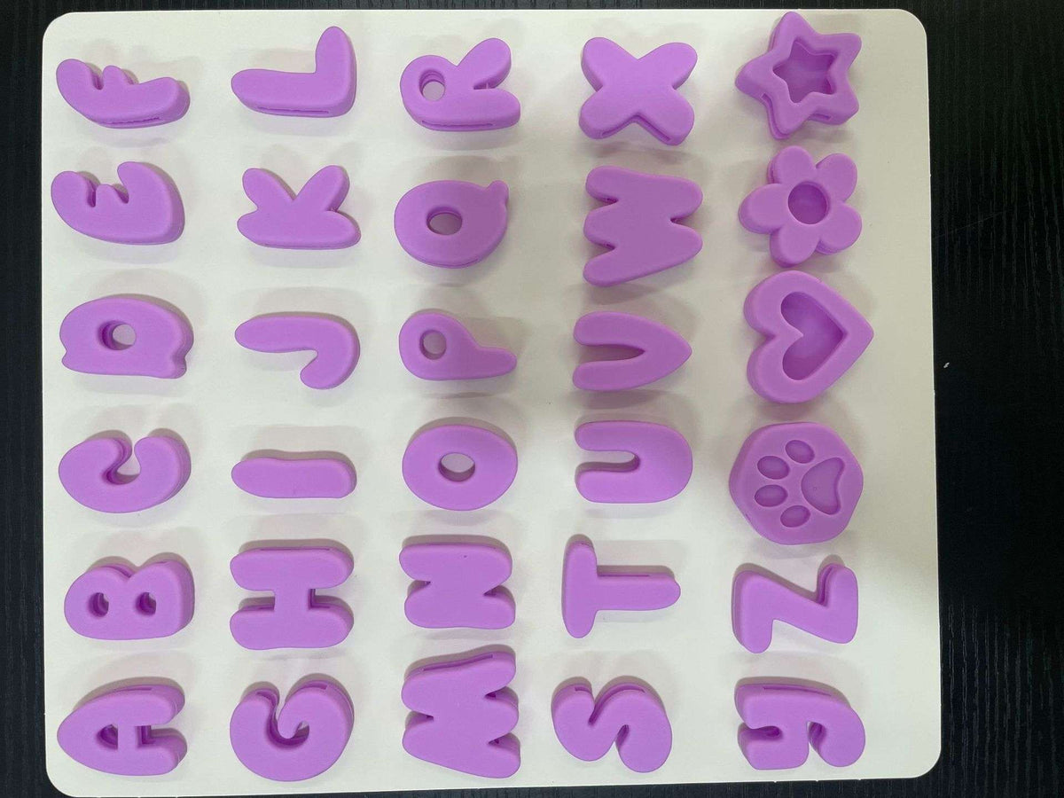Silicone Dog Collar Charms - Dog Gear - TinPaw - Purple - M Letter Set 114g - SU00348540 - Purple - A set of letters, approximately 114g (hole diameter: 1.9cm width)