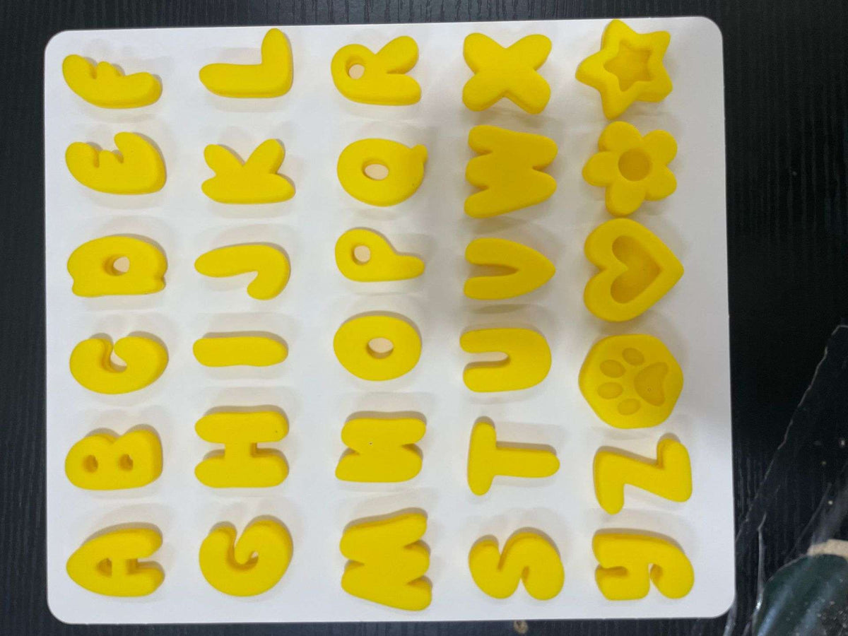 Silicone Dog Collar Charms - Dog Gear - TinPaw - Yellow - S Letter Set 80g - SU00348540 - Yellow - A set of letters, approximately 80g (aperture: 1.3 - 1.5cm width)