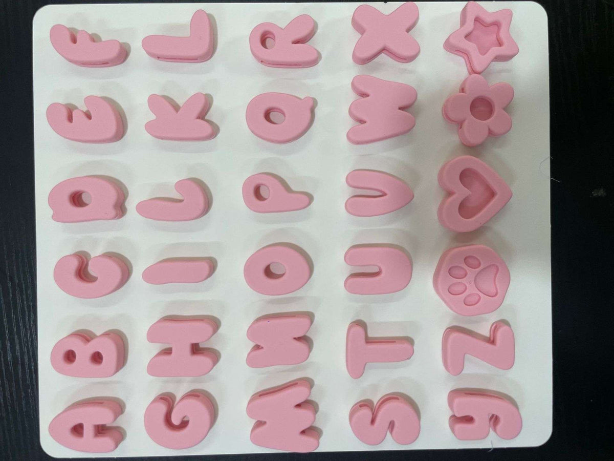 Silicone Dog Collar Charms - Dog Gear - TinPaw - Pink - L Letter Set 160g - SU00348540 - Pink - A set of letters, approximately 160g (hole diameter: 2.5cm width)