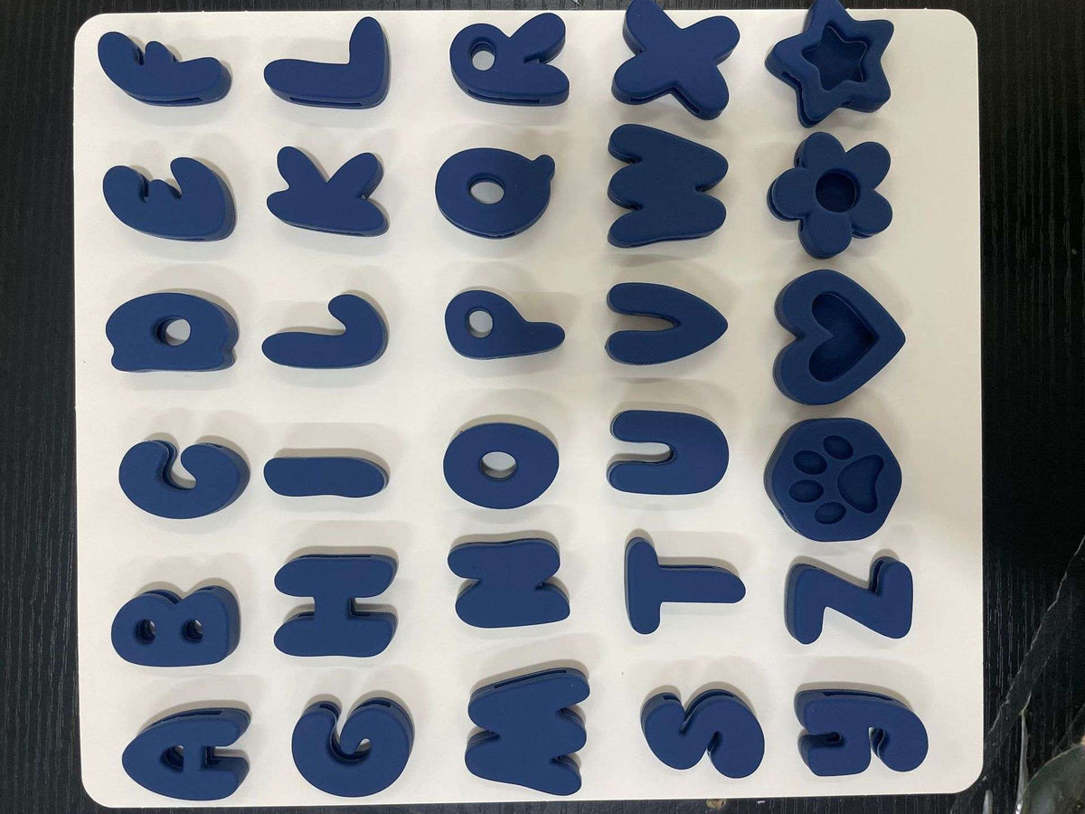 Silicone Dog Collar Charms - Dog Gear - TinPaw - Navy Blue - Single Letter - SU00348540 - Navy blue - Single letter (please specify the size when placing your order)