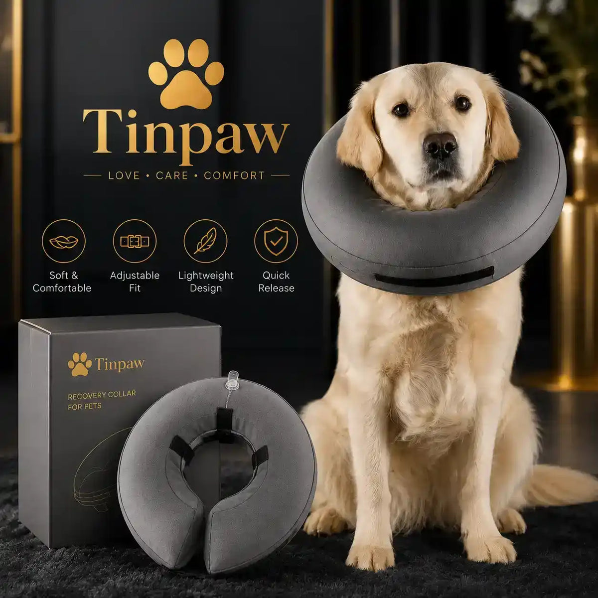 Inflatable Pet Recovery Collar - Collars - TinPaw - Gray - XL - SU00354140 - Gray - XL