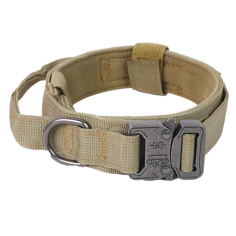 Tactical Dog Collar Leash - Collars - TinPaw - Khaki Tactical Collar - L - SU00114743 - Khaki Tactical Collar - L