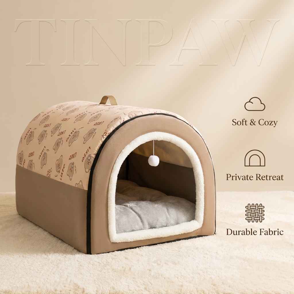 Washable Fleece Pet House - Dog Beds & Furniture - TinPaw