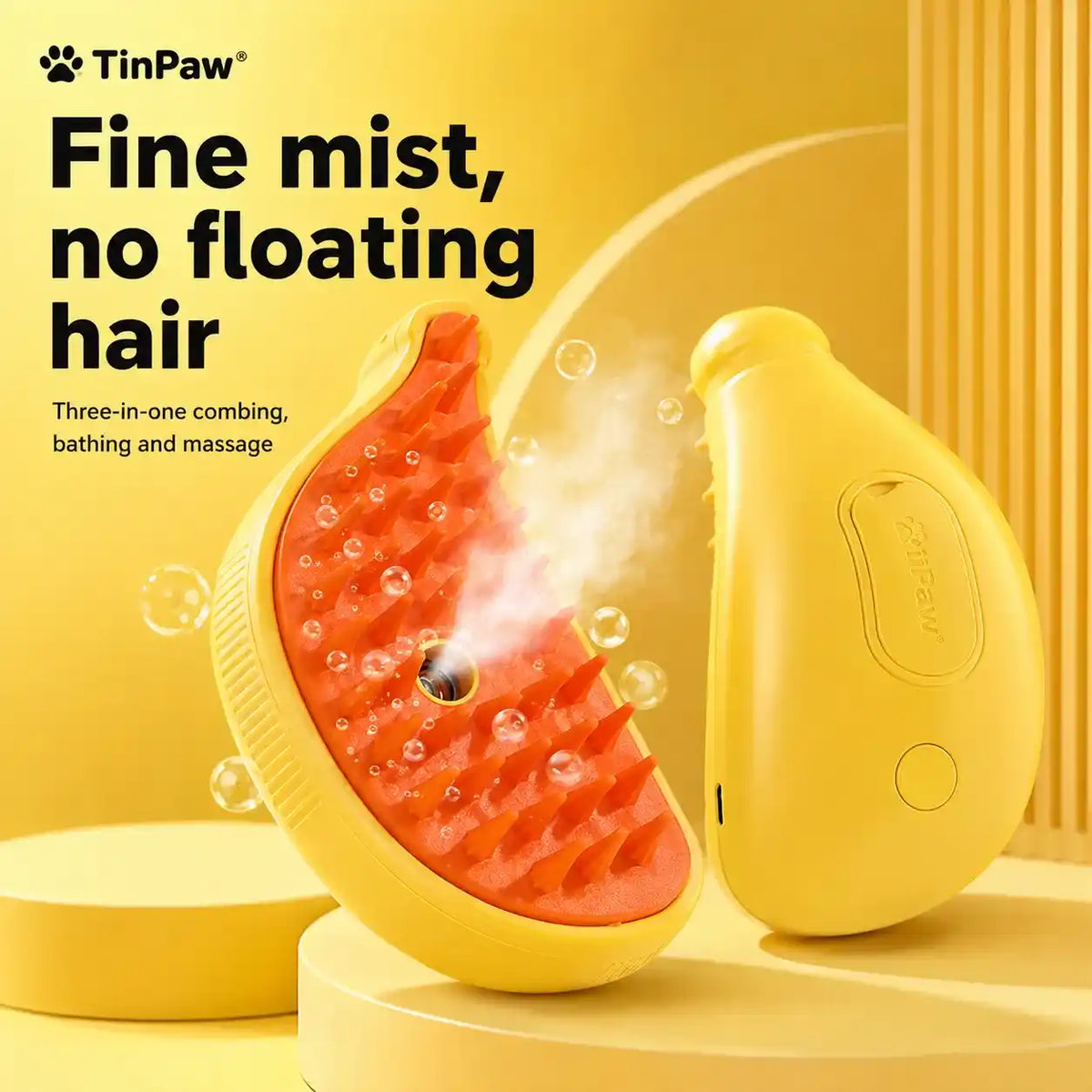 Water Jet Hair Remover - Dog Slicker Brushes - TinPaw - Banana Yellow - SU00346923 - Banana Yellow
